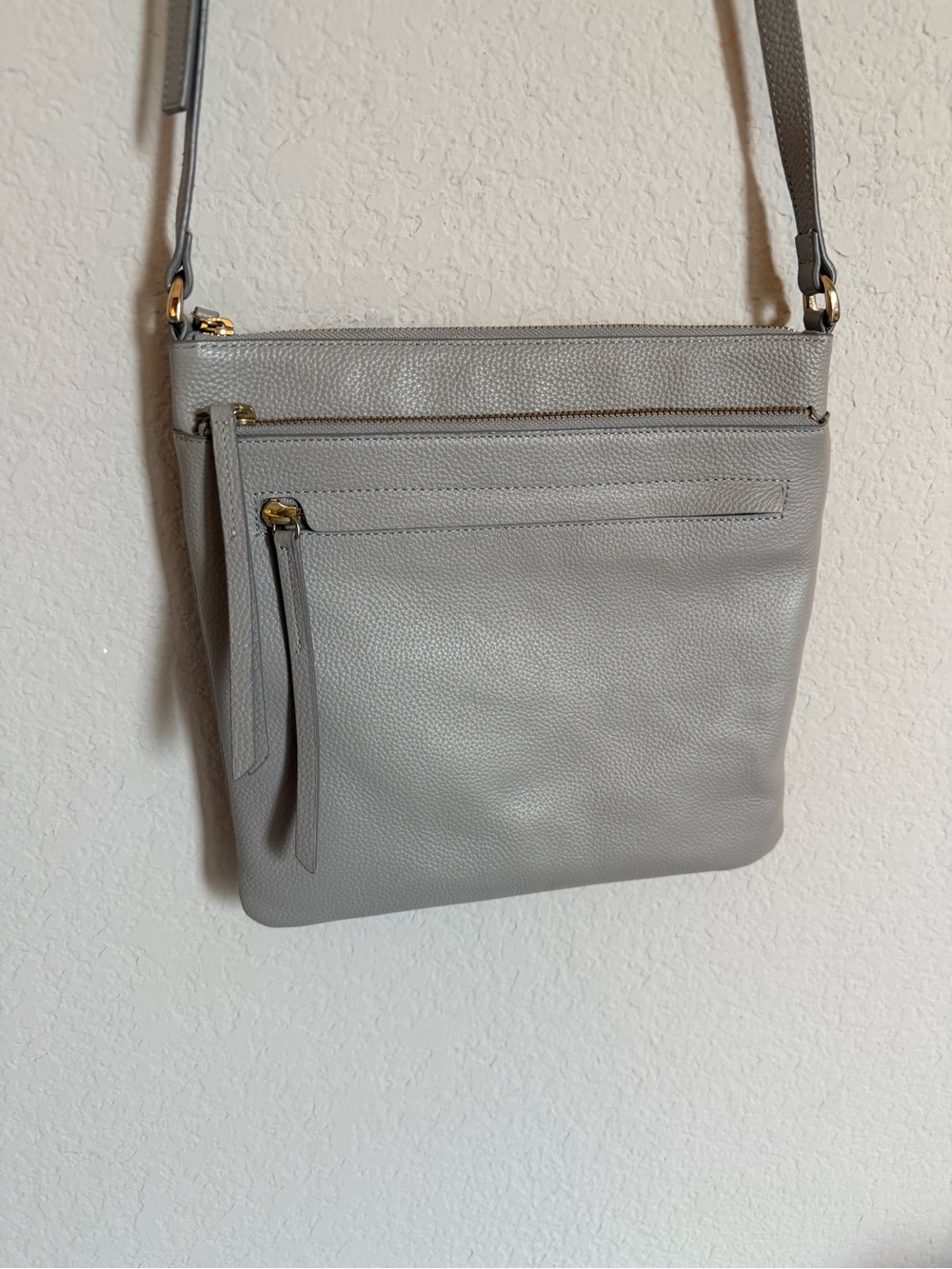 Nordstrom Leather Crossbody Bag Taupe Gold Hardware